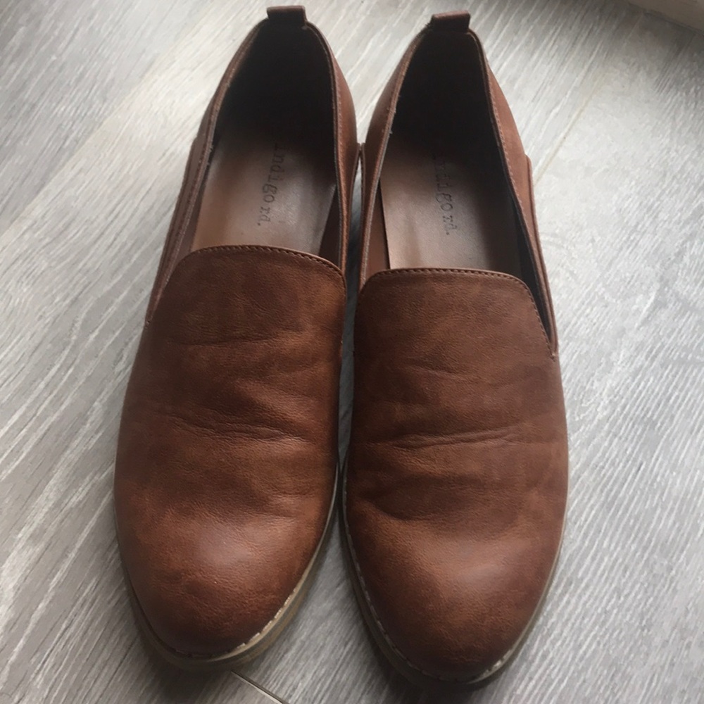 Brown leather loafer